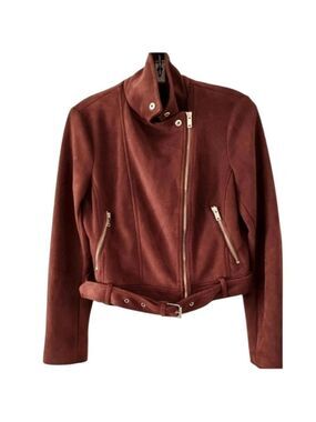 FOREVER 21 Rust Brown Faux Suede Motorcycle Jacket Size Medium